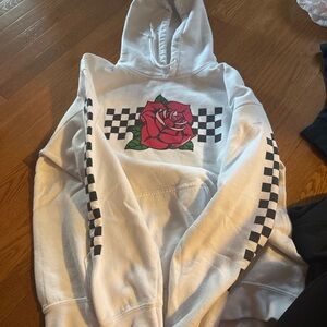 Artist Union White Rose Checkerboard Hoodie | Size M